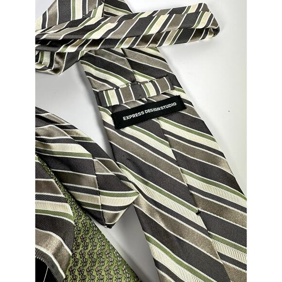 Men’s Tie Lot of 4 — Unique Business Purple & Green Styles Express, IZOD Mixed - Picture 6 of 7